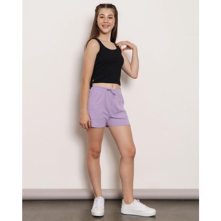 Shorts Juvenil Canelado Com Bolsos Lilás