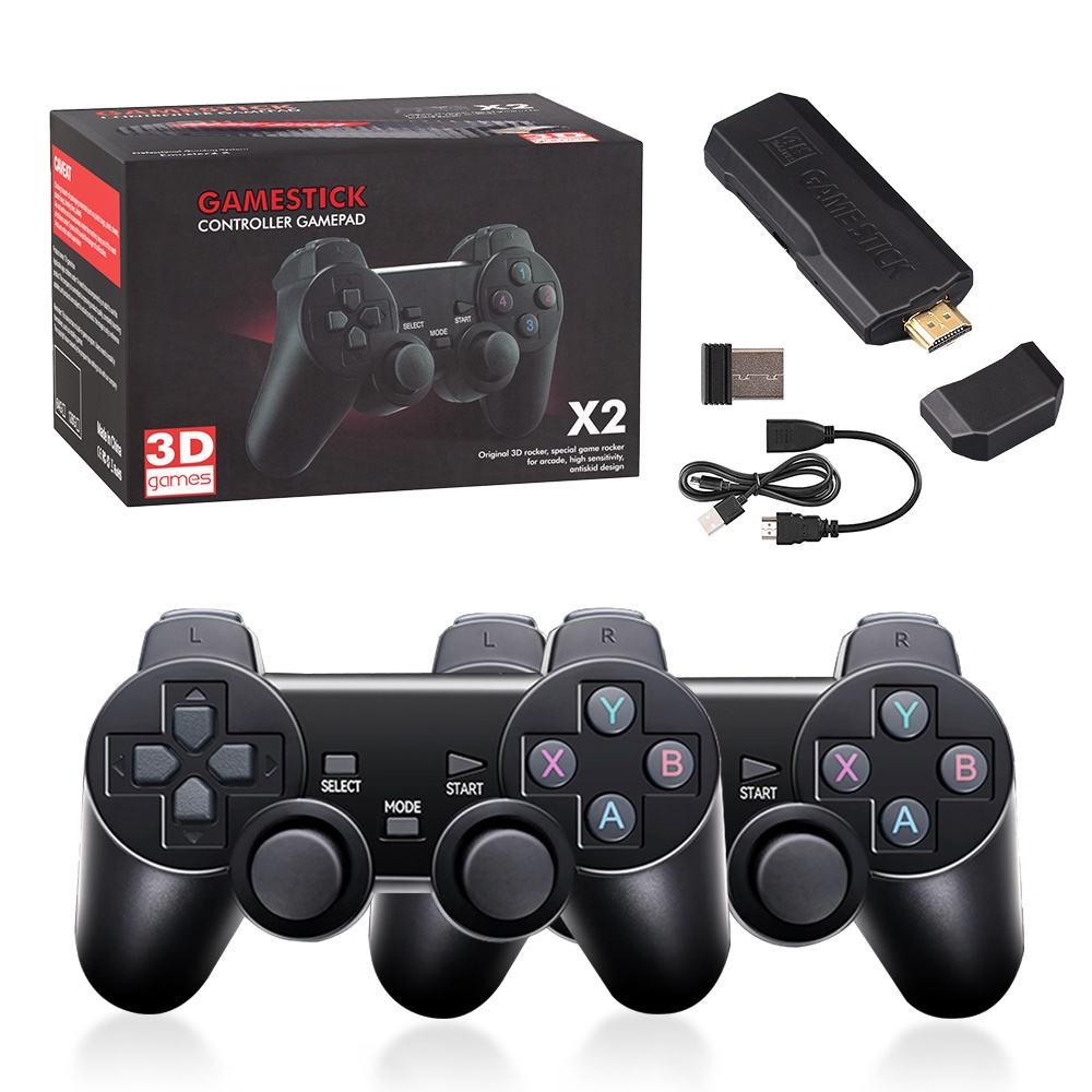 NEW X2 Plus Retro Video Game Console 4K HD Output Gamestick Emuelec 2.4G  Wireless Controllers 3D For PSP/PS1 40 Simulators Games