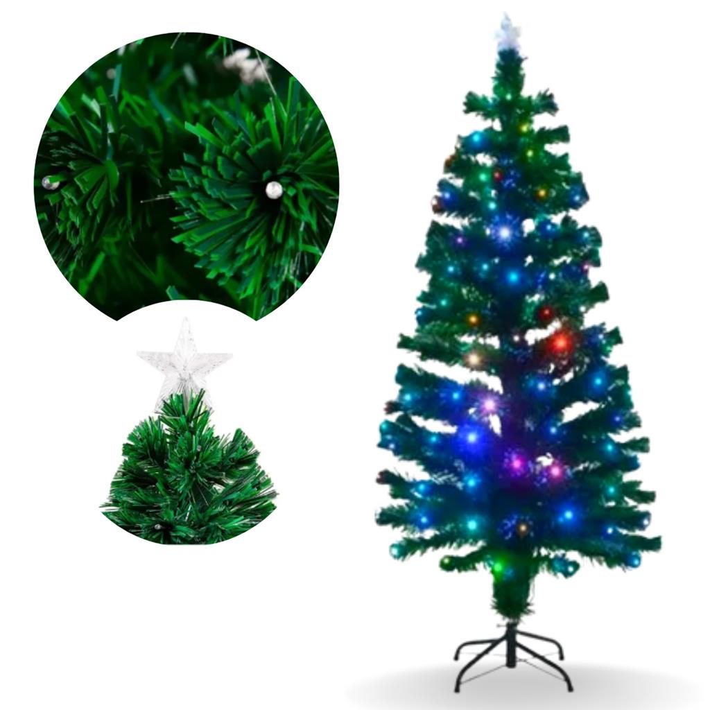 Arvore De Natal Fibra 45cm Pisca Pisca Led Rgb Ponta Estrela