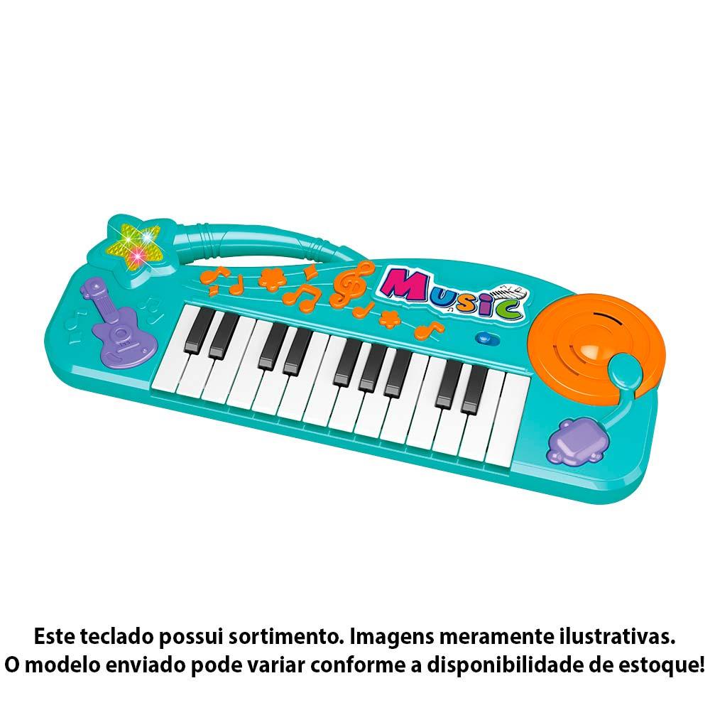 Teclado Piano Divertido Music Azul - Dm Toys - Livraria e