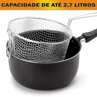 Panela Frigideira Com Cesto de Fritura Fritadeira Antiaderente 2,7 ...