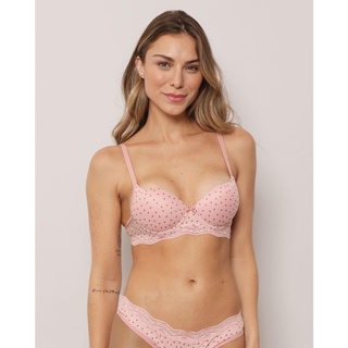 Sutiã Feminino Base Tule Estampado Rosa