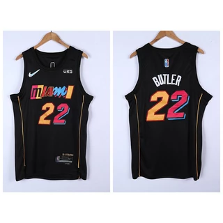 Masculino Camisa nba Miami Heat Jimmy Butler 2023 de Basquetebol Preto Jersey