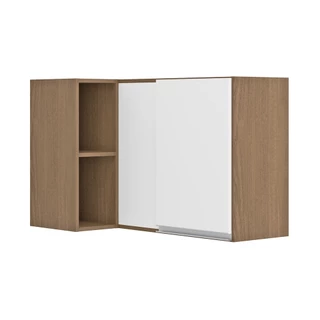 Armário Aéreo de Canto Reto para Cozinha com 1 Porta 94x60 Cm Sabrina MDP Branco Avelã 0460 MENU
