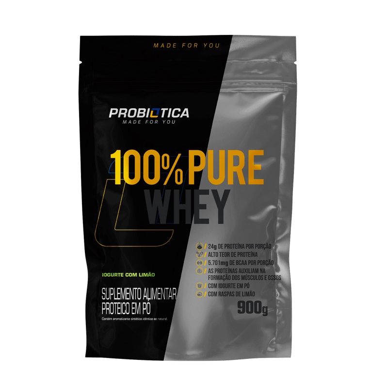 Whey 100% Pure Probiótica Iogurte com Limão 900g