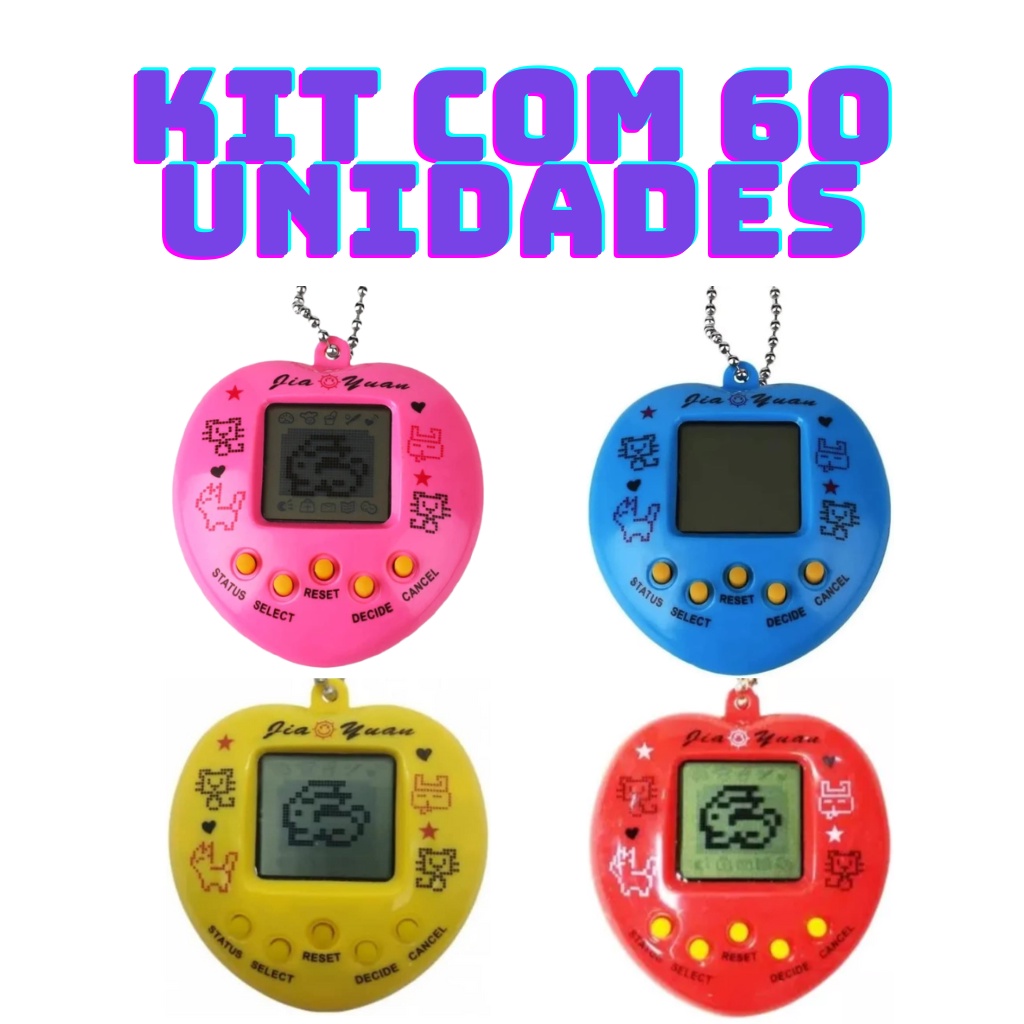 Kit com 60 Bichinho Virtual Tamagotchi Original Egg 168 Bichos Em 1 Nostálgico Pet Virtual
