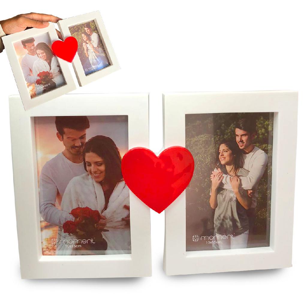 Porta Retrato Vertical Duplo Plástico Para 2 Fotos 27x18cm