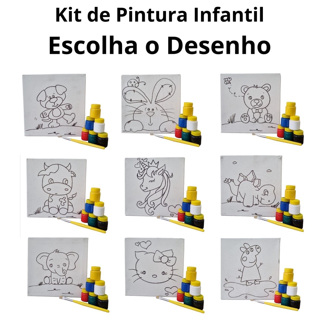 Kit Pintura Em Tela Infantil C Tintas Pincel E Arte Shopee Brasil