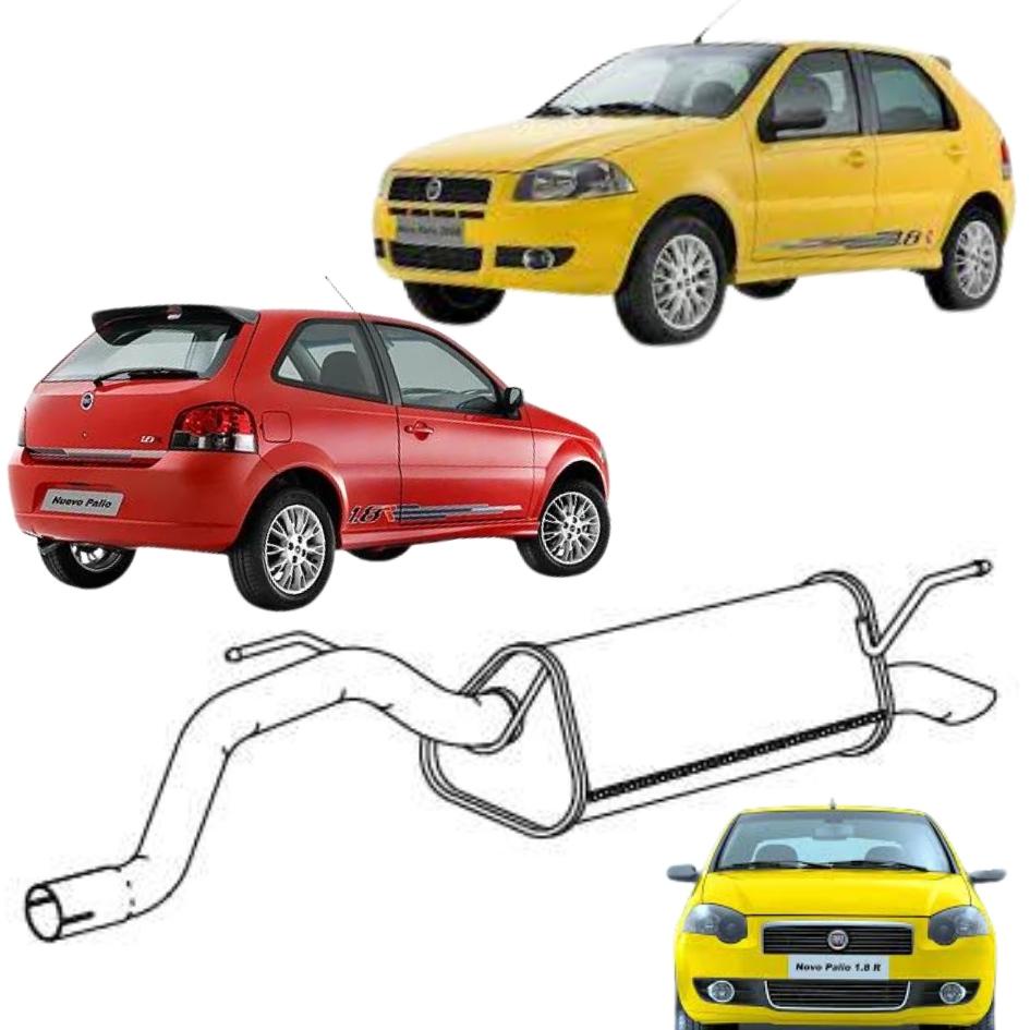 Escapamento Silencioso Traseiro Fiat Palio hatch 1.8 de 2003 até 2013 ...