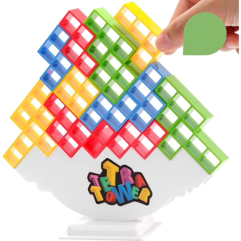 16/32/48PCS + Base Tetra Tower Game Tetris Balance Toy Stacking Block Montagem De Blocos De Brinquedos Construção Educativos Para Crianças