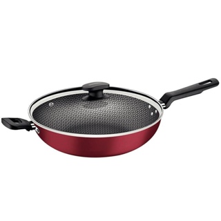 Wok Tramontina Loreto em Alumínio Antiaderente Starflon Max com Tampa de Vidro Vermelho 28 cm 3,3 L