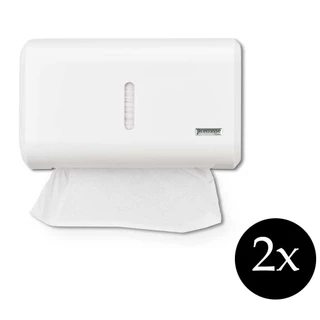 Kit 2 Toalheiros dispenser suporte porta papel toalha interfolha papeleira banheiro lavabo academia branco Premisse
