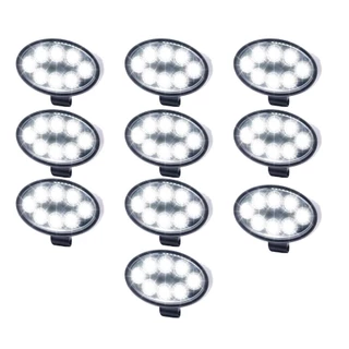 Kit 10 Farol Milha 8 Led 48w 12v/24v Oval Off-road 6000k Reforçado Agrícola Caminhão carro Barco Resistente a agua