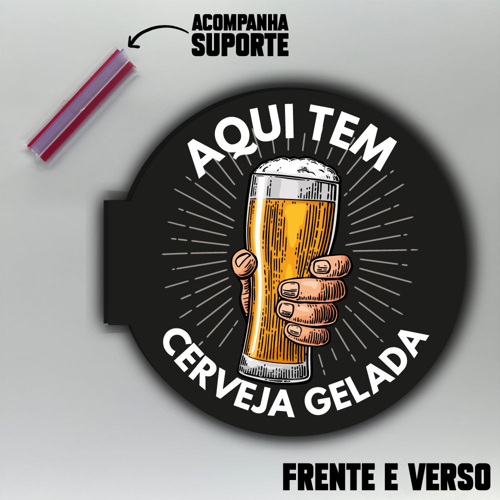 Placa Dupla Face Uso Externo - Aqui tem Cerveja