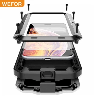 Blindagem À Prova De Choque Caixa Metálica De Alumínio Para iPhone 15 14 13 12 11 Pro XS MAX XR X 7 8 6 6S Plus Capa Protetora Total Do Pára-Choques