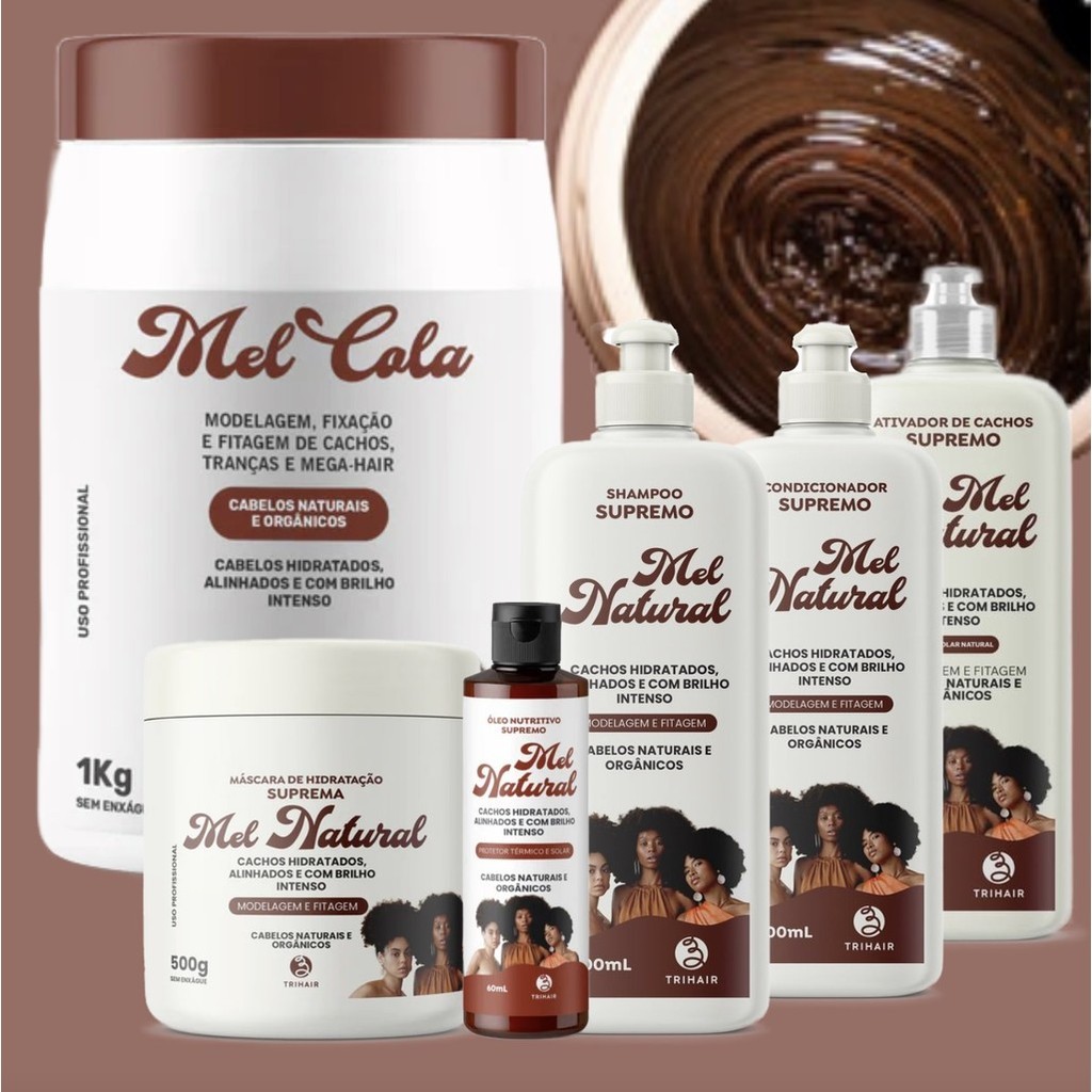 Mel Cola Trihair 1kg + Kit Mel Natural Linha Completa | Shopee Brasil