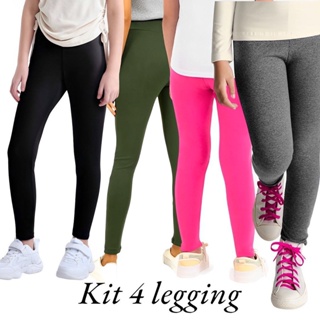 Calça Legging Infantil Menina Liso E Estampado Kit 5 Peças