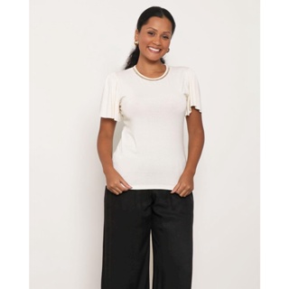 Blusa Feminina Manga Curta Off White