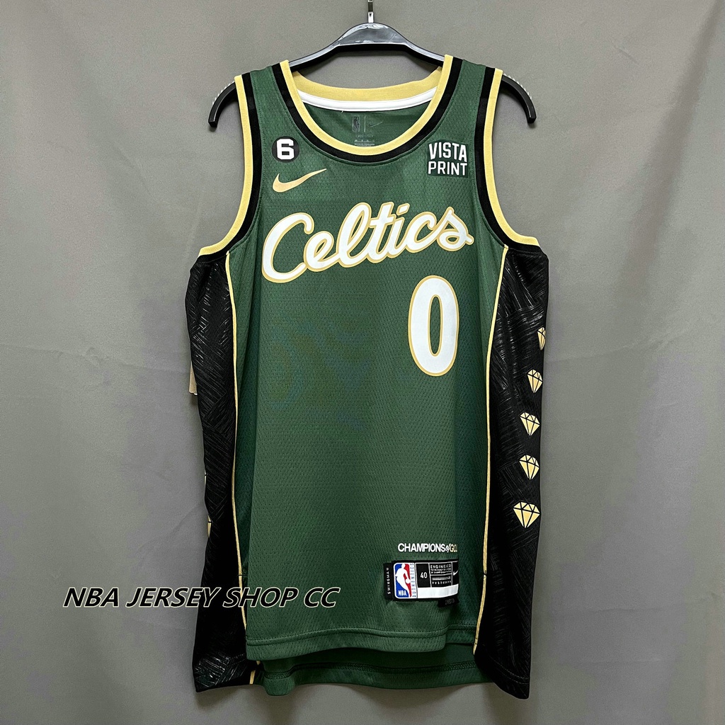 2022-23 Nova NBA Boston Celtics Original Masculina # 0 Jayson Tatum City Edition Jersey Verde Prensado A Calor