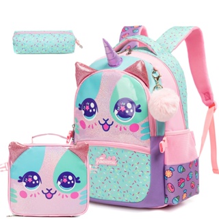 Mochila Escolar Para Crianças Com Lancheira Meninas