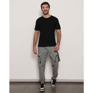 Calça Masculina Jogger Texturizada Fita e Fecho de Plástico Verde