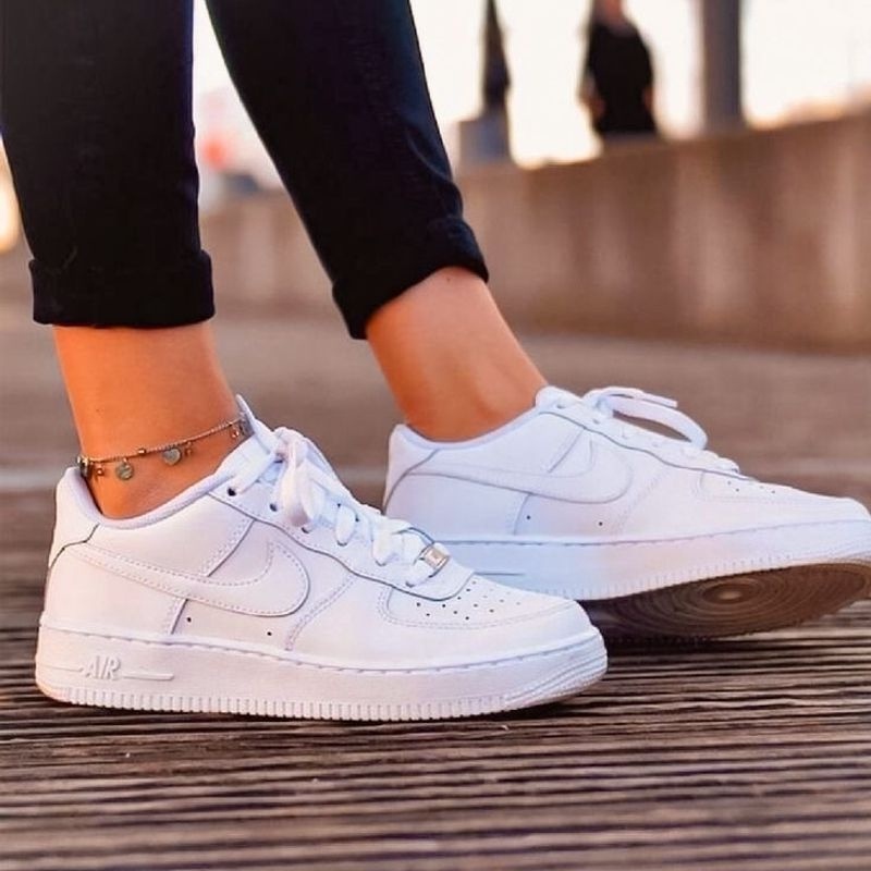 Tênis Air Force 1 Exclusivo Todo Branco Promoção Unisex Masculino e Feminino