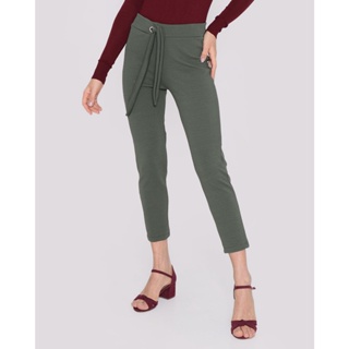 Calça Feminina Cigarrete Amarração Oliva Verde