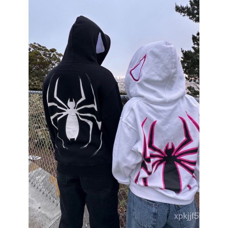 Y2k Emo Mulheres Streetwear Hoodie Aranha Punk Zip Up Hoodies