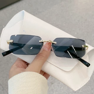 Óculos De Sol Retangulares Sem Aro UV400 Moldura Da Moda
