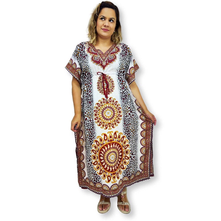 Kaftan Indiana Moda Hippie Boho Viscose Ajustável