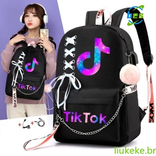 Tik Tok School Boy Girl Mochila USB para adolescentes Mochilas de viagem Fashion Daily Bag Impermeável Grande Capacidade 168