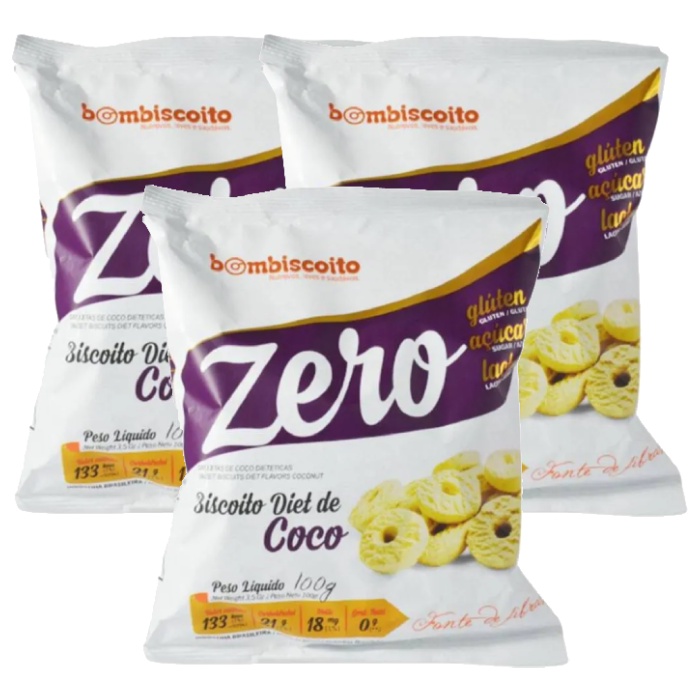 Biscoito Diet Coco Zero Glúten BomBiscoito 3un com 100g | Shopee Brasil