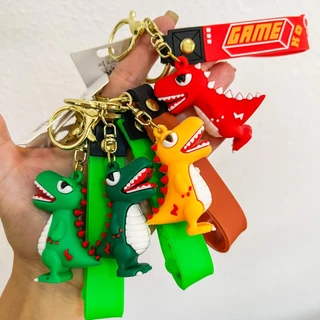 Chaveiro Pingente Dinossauro com Faixa de mão e Mosquetão