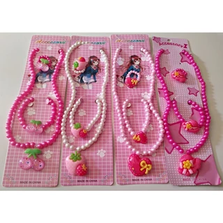 Kit 4 pacote DE COLAR CUNJUNTO CARTEIRAS CONTEM Colar Pulseira Anel Com Pingente Infantil