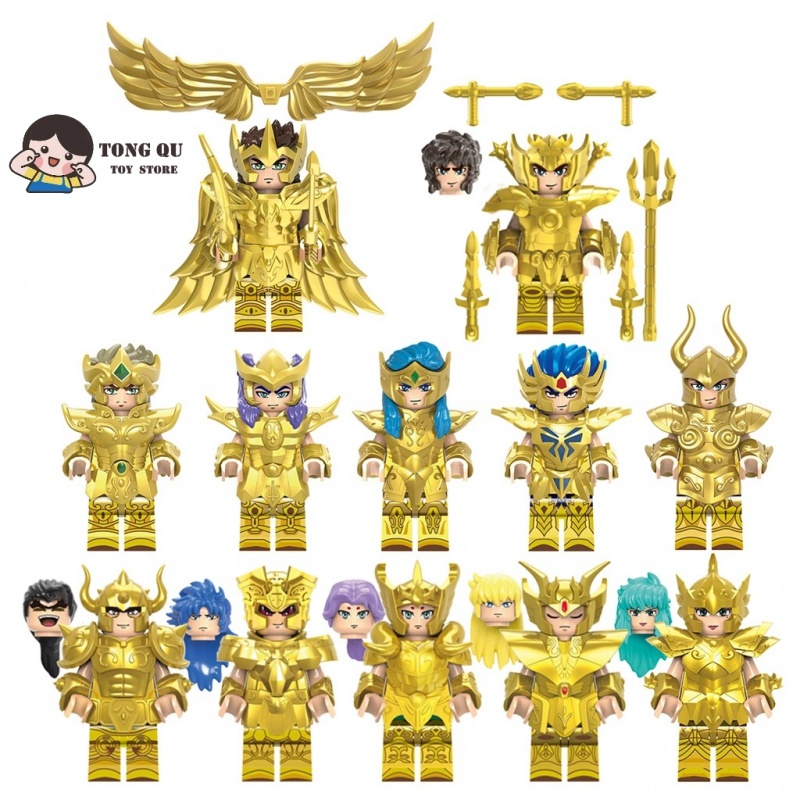 Anime Minifigures Gold Saint Building Block Coleção de brinquedos Ornamentos mini Modelo Premium Gift