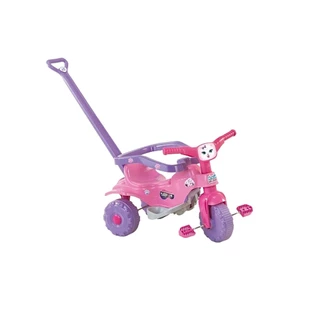 Triciclo Infantil Rosa com Empurrador e Aro de Proteção Magic Toys para Bebê Menina