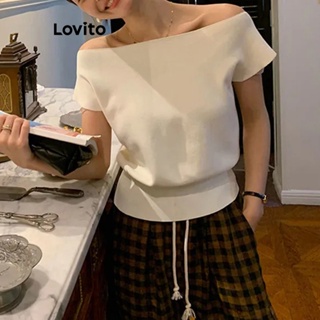 Lovito Top De Malha Básico Liso Elegante Para Mulheres LNE41011