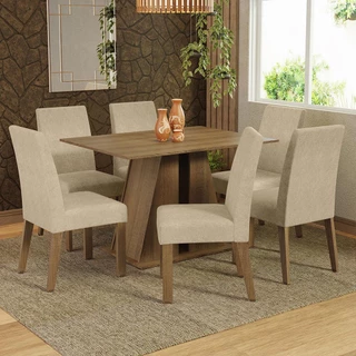 Conjunto Sala de Jantar Mesa Tampo de Madeira 6 Cadeiras Rustic/Imperial Cheryl Madesa em Oferta na Shopee