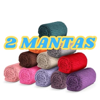 kit 2 Cobertor Manta Canelada Aveludada 1,80x2,00 Mt