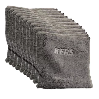 Kit 10 Toalhas de Microfibra 40x40cm Dual Loop Cinza Kers