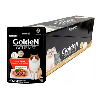 Caixa 20Un. Ração Úmida Golden Gourmet Para Gatos Castrados Carne 70g em Oferta na Shopee