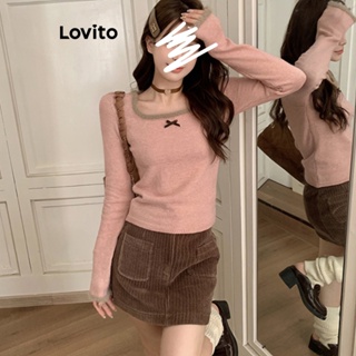 Lovito Top Casual De Malha Lisa Para Mulheres LNA44073