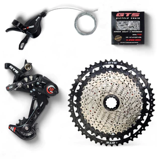 Kit Câmbio Traseiro 12v 1x12 1x11 C/ Alavanca e Corrente + Roda Livre Cassete 11x50 GTS