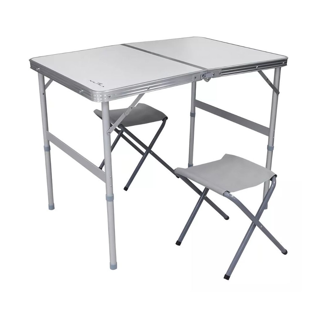 Mesa Dobrável Tipo Maleta C/ 2 Banquetas Nautika Domo Cinza | Shopee Brasil