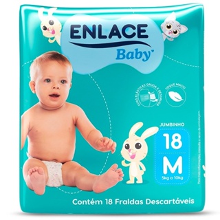 Fralda Descartável Enlace Baby Jumbinho Tamanho M - 9 Pacotes com 18 Fraldas - Total 162 Tiras