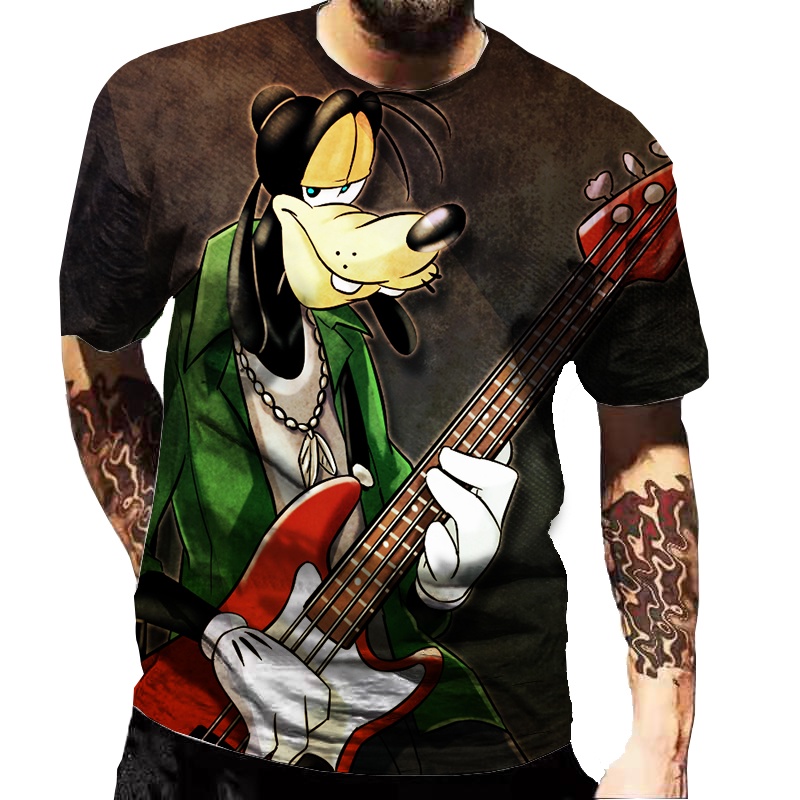 Camisetas Disney Goofy Pluto Cartoon Anime 3D Impressão Streetwear