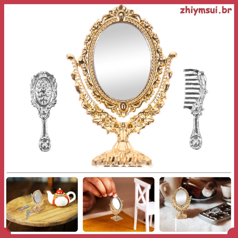 Espelho Miniatura Kids Doll House Mirrors Pentear Modelo Miniaturas
