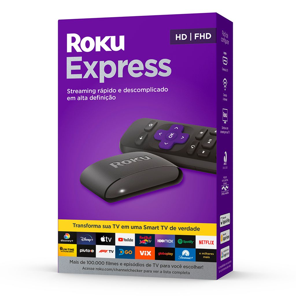 Roku Express | Dispositivo de Streaming para TV HD / Full HD