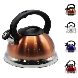 Chaleira Aço Inox Gold Luxo Fundo Duplo Com Indução Com Apito 3,0 Lts Cores Opcionais A5 Importadora