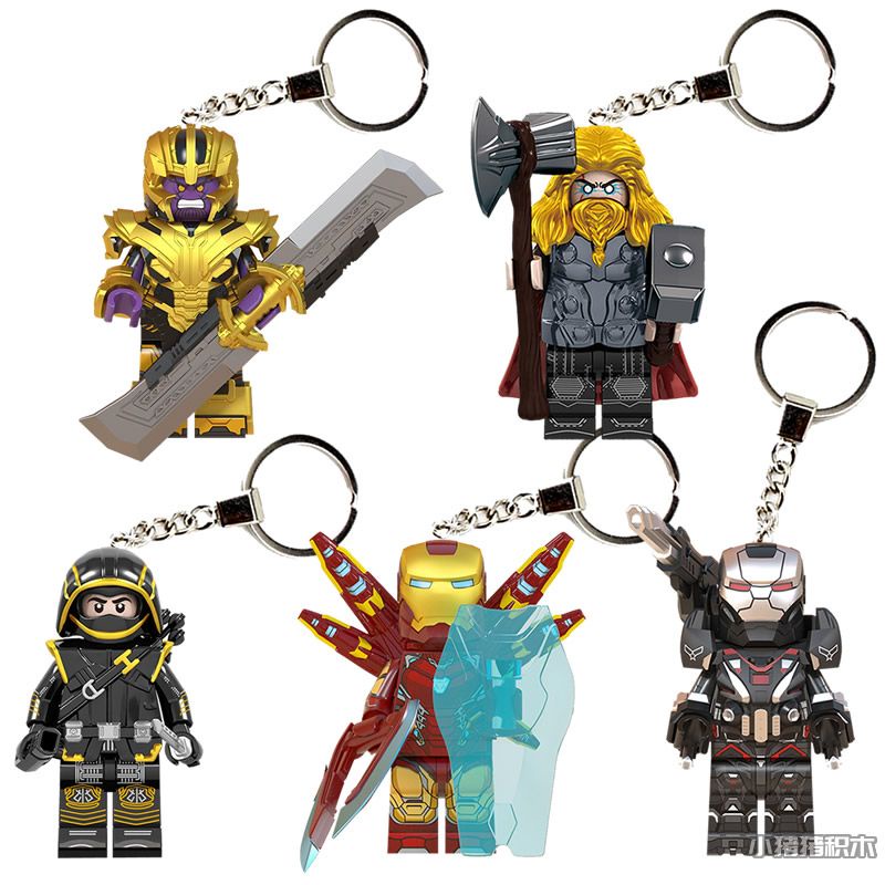 Pingente Porta-chaves Lego Pingente Batman Iron Man Car Schoolbag Pingente Ornamentos Minifigure Building Blocks